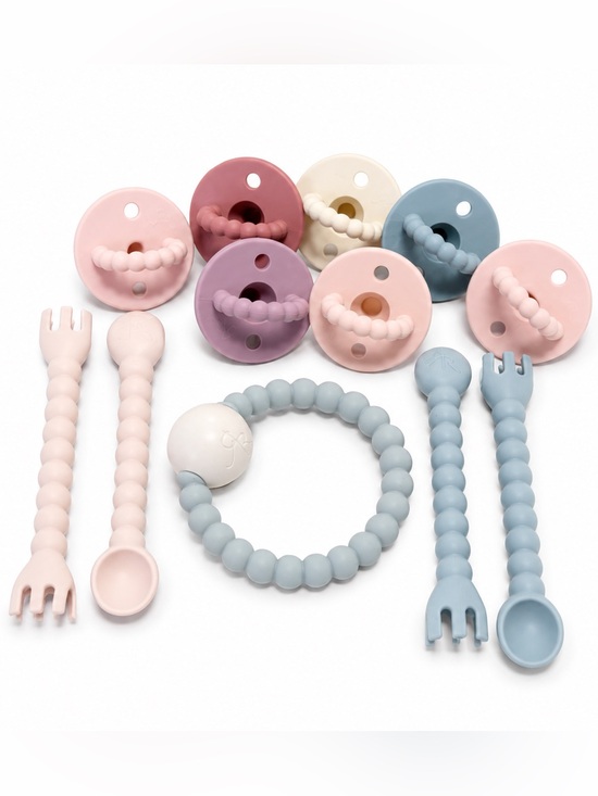 Ryan And Rose Other - Ryan & Rose Cutie Collection Bundle – 7 Pacifiers, 2 Cutie Tensils & Rattle